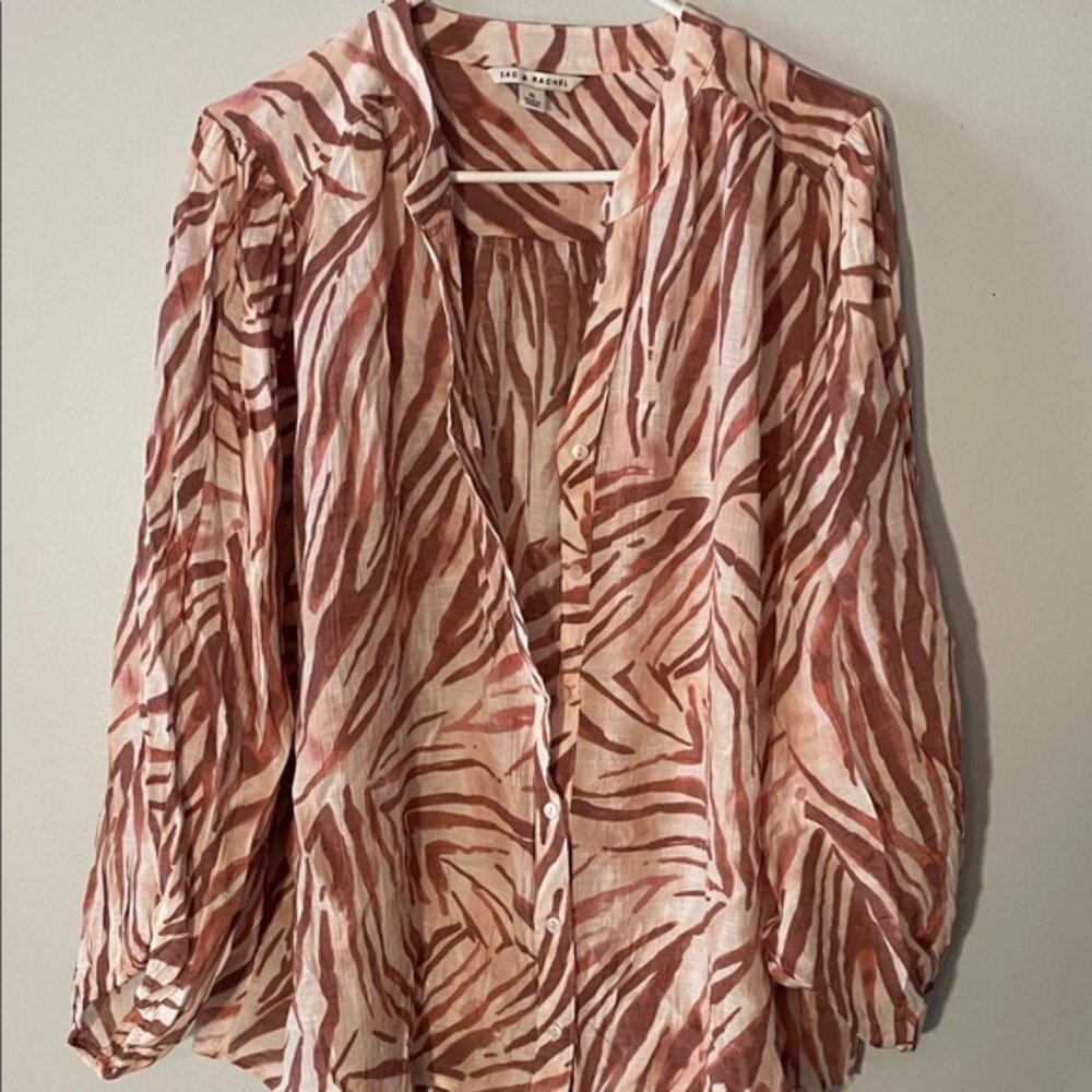 Zac & Rachel Zebra Print Blouse in Pink and Cream